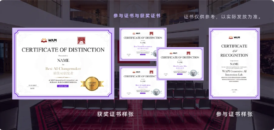 宣传手册中的参与及获奖证书样张